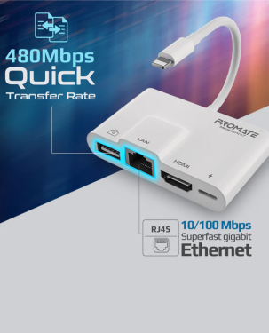 Promate 4 in 1 Lightning Multimedia Hub (MEDIASYNC-LT)