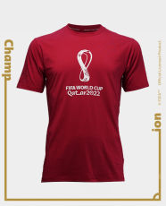 FWC Qatar 2022 Official Emblem Short Sleeve T-Shirt Essential (Size: M) (Men) FL0308 Burgundy in Qatar