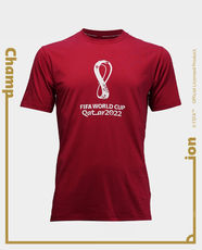 FWC Qatar 2022 Official Emblem Short Sleeve T-Shirt Essential (Size: L) (Men) FL0308 Burgundy in Qatar