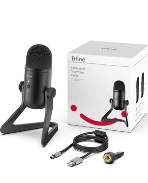 FIFINE K678 studio USB Microphone with Low-Latency monitoring