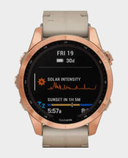Garmin 010-02539-35 Fenix 7S Sapphire Solar Edition Rose Gold Titanium with Limestone Leather Band