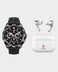 Swiss Military Bundle Dom Smart Watch (Black) + Victor True Wireless Earbuds (White) in Qatar
