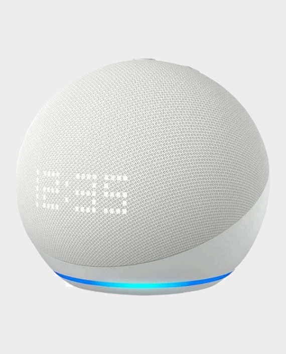 Amazon Echo Dot 5th Generation with Clock – Glacier White