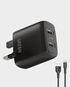 Green Lion Charger Dual USB Port Wall Charger 12W UK with PVC Type-C Cable in Qatar