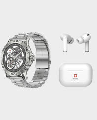 Swiss Military Dom 2 Smart Watch Metal Strap (Silver) + Delta True Wireless Headset (White) in Qatar