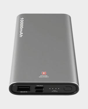 Swiss Military Bundle Chandoline 10000mAh 20W Type-C Power Bank (Silver) + Swiss Military USB-A To Type-C / Lightning / Micro 20W 2m Cable (Black)