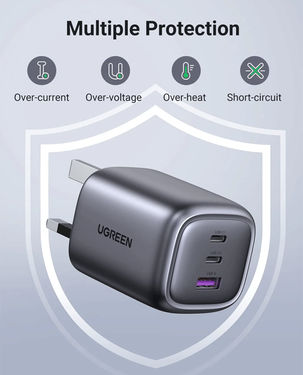 UGREEN Nexode 65W GaN II 3-Port USB Wall Charger (Gray)