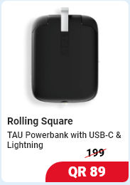 Buy Rolling Square TAU Powerbank with USB-C and Lightning in Qatar