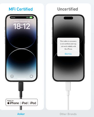 Anker 322 USB-C to Lightning Braided Cable 3ft A81B5H11 (Black)
