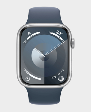 Apple Watch Series 9 MR9E3 GPS 45mm M L Silver Aluminium Case with Storm Blue Sport Band