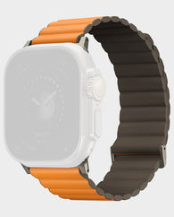 Uniq Revix Reversible Magnetic Leather and Silicone Strap For Apple Watch 49 45 44 42 mm (Saffron Orange khaki)