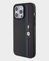 BMW M Pu Leather With Mesh Tricolor Pattern iPhone 15 Pro (Black)