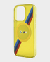 BMW iPhone 15 Plus MagSafe Case with M Tricolor Stripes Design (Yellow)