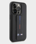 BMW iPhone 15 Pro Leather Gripstand Case With Hot M Stamp (Black)