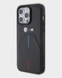 BMW iPhone 15 Pro M Pu Leather & Carbon With Metal Logos (Black)