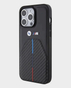 BMW iPhone 15 Pro M Pu Leather & Carbon With Metal Logos (Black)