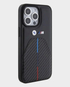 BMW iPhone 15 Pro M Pu Leather & Carbon With Metal Logos (Black)