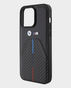 BMW iPhone 15 Pro M Pu Leather & Carbon With Metal Logos (Black)