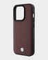 BMW iPhone 15 Pro Max Leather Case with Sign Diamond Pattern (Burgundy)