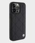 BMW iPhone 15 Pro Max Leather Case with Sign Quilted Pattern (Black)