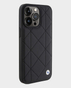 BMW iPhone 15 Pro Max Leather Case with Sign Quilted Pattern (Black)