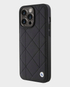 BMW iPhone 15 Pro Max Leather Case with Sign Quilted Pattern (Black)