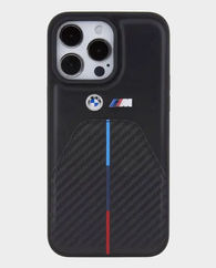BMW iPhone 15 Pro Max M Pu Leather & Carbon With Metal Logos (Black)
