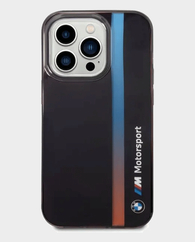 BMW iPhone 15 Pro Max Motorsport IML Case With Tricolor Stripe (Black)
