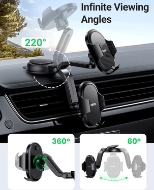 Ugreen Waterfall Shaped Suction Cup Car Phone Mount (Black)