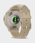 Garmin Venu 3S Soft Gold Stainless Steel Bezel with French Grey Case and Leather Band