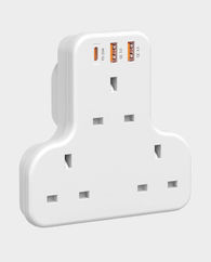 Moxedo 6 in 1 UK-Plug Power Extension Adapter with 3 AC Outlet 2 USB-A Ports and 20W Type-C in Qatar