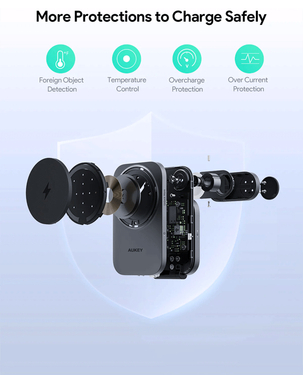 Aukey MagFusion Z 3-in-1 design for iPhone, Apple watch and Airpods Foldable Magnetic 15W Fast Wireless Charger LC-MC312-GY (Grey)