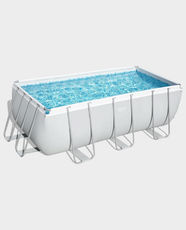Bestway Power Steel Rectangular Water Pool Set 11532 Liter with Rust resistant Metal Frame and Triple strength Laminated PVC Side Walls BES115TOY00703