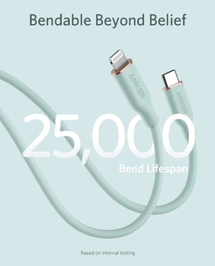Anker PowerPort 111 Nano Mobile Charger  20W  Fast Charging  USB C  A2633V22  (White) Anker Powerline 111 Flow USB C With Lightning Cable 6ft A8663H61 (Green)