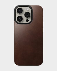 Nomad Magnetic Leather Back Case For Apple iPhone 15 Pro   MagSafe and wireless charging compatible  Horween leather  NM01601685 (Rustic Brown)