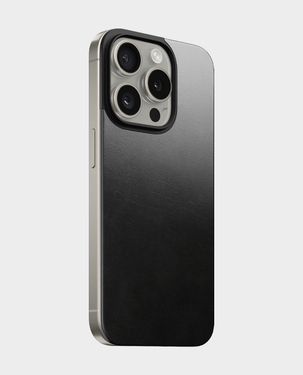 Nomad Magnetic Leather Back Case For Apple iPhone 15 Pro  MagSafe and wireless charging compatible  Horween leather  NM0160985 (Black)