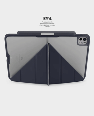 Pipetto Origami No 3 iPad Pro 13 2024  Premium Vegan PU  5 in 1 Stand Positions  Shock Absorption  Apple Pencil Compatibility Tablet Case  P053 113 AG (Dark Blue)
