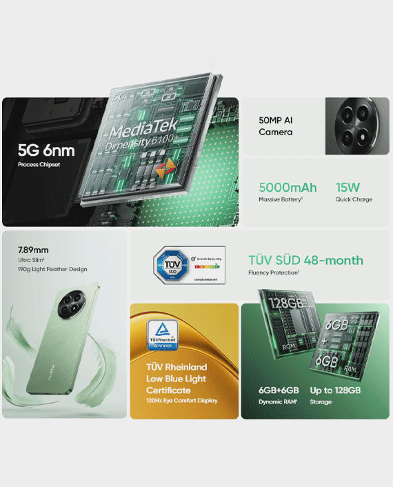 Buy Realme 12X 5G (6GB 128GB - Feather Green) in Qatar