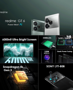 Realme GT 6 5G 16GB 512GB (Razor Green)
