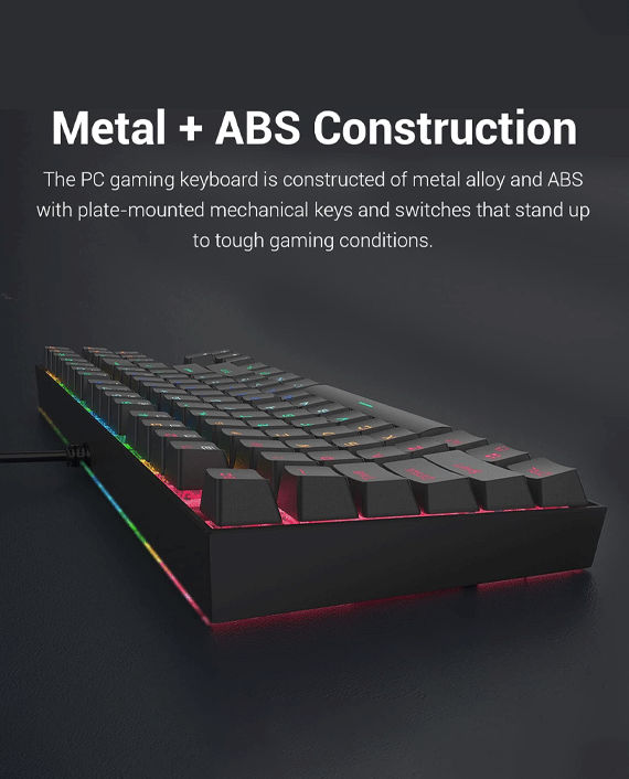 Redragon K552LGY-RGB Kumara Wired Mechanical Keyboard - Black/Grey