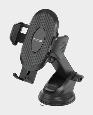 Momax Move Universal Car Mount  Automatic Gravity Lock  One Handed Operation  Double Hook Hesign (Black)