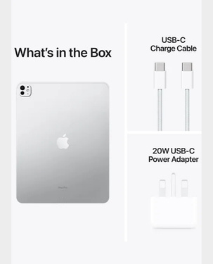 (Verification Pending) Apple iPad Pro 13 inch M4 chip WiFi + Cellular 512GB with Standard Glass MVXV3AB/A - Silver