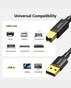 UGREEN USB 2.0 AM TO BM PRINT CABLE 5M (UG-CBL-US135-PRNTR-5M-BLK) - BLACK