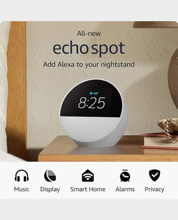 Buy Amazon Echo Spot (2024) / Smart Alarm Clock / Vibrant Sound + Alexa ...