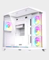 Acegeek Horizon PC Case / Up to ATX / 7 x RGB 120mm Fans Pre-Installed / 360mm Radiator Support / Dual Side Tempered Glass (White) in Qatar