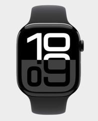 Apple Watch Series 10 + SKU GPS 46 mm Jet Black Aluminum Case with Black Sport Band S/M (MWWP3) in Qatar
