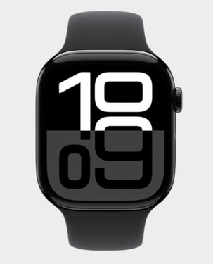 Apple Watch Series 10 GPS + Cellular 42 mm Jet Black Aluminum Case with Black Sport Band M/L (MWX73) in Qatar