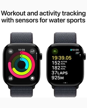 Apple Watch Series 10 GPS 46mm Jet Black Aluminum Case with Ink Sport Loop - MWWR3QA/A