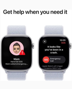 Apple Watch Series 10 GPS 42mm Silver Aluminum Case with Blue Cloud Sport Loop - MWWD3QA/A