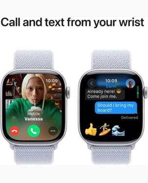 Apple Watch Series 10 GPS 46mm Silver Aluminum Case with Blue Cloud Sport Loop  - MWWN3QA/A